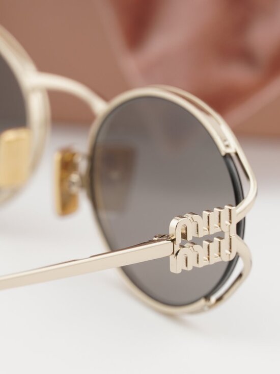 Miu Miu MU52YS ZVN80Q Oval Sunglasses – Gold\\Dark Grey main image 6